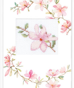 Luca-S Pink Flower wenskaart borduren SP-85