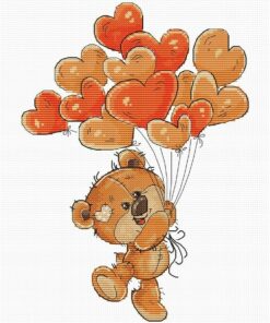 Luca-S Teddy Bear Heart Balloons borduren (pakket)