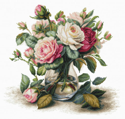Luca-S Vase with Roses borduren (pakket) B7026