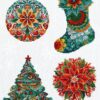 Luca-S Winter Decorations (4 stuks) borduren (pakket) JK042