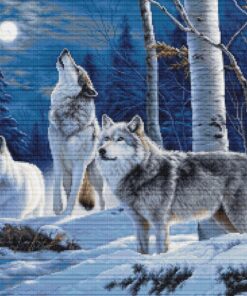 Luca-S The Howl of Wolves and the Winter Moon GOLD G727 Petit Point