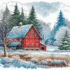 AVA Stitch P044 The Red Cabin under the Snow